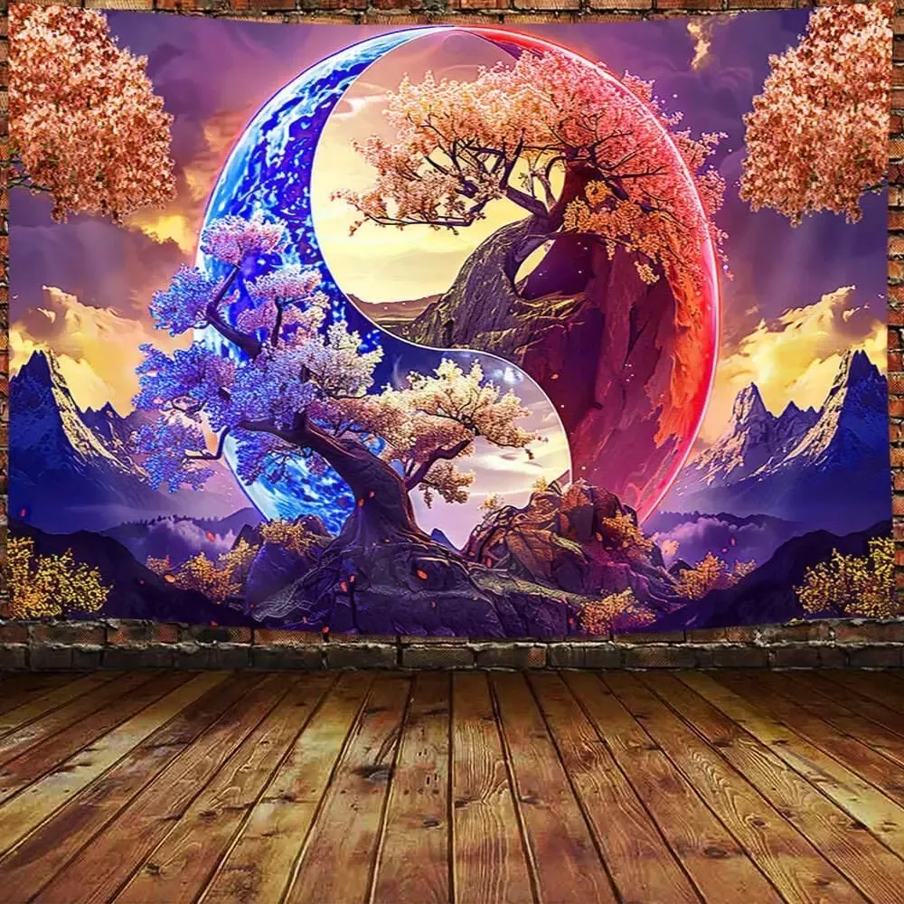 Tenture Murale Arbre Yin Yang Équilibre Cosmique Zen