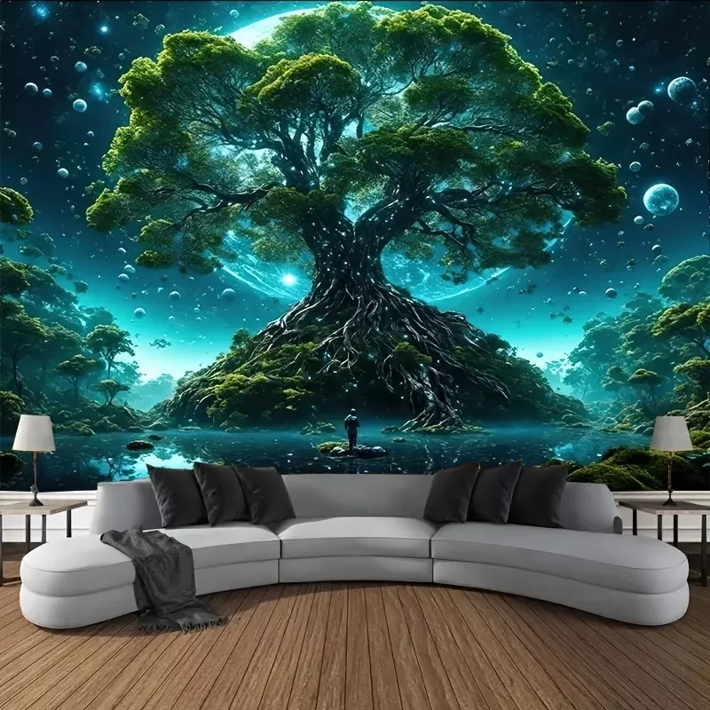 Tenture Murale d'arbre ancien au clair de lune  Style naturel