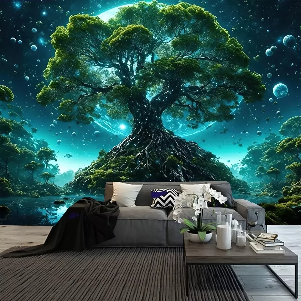 Tenture Murale d'arbre ancien au clair de lune  Style naturel