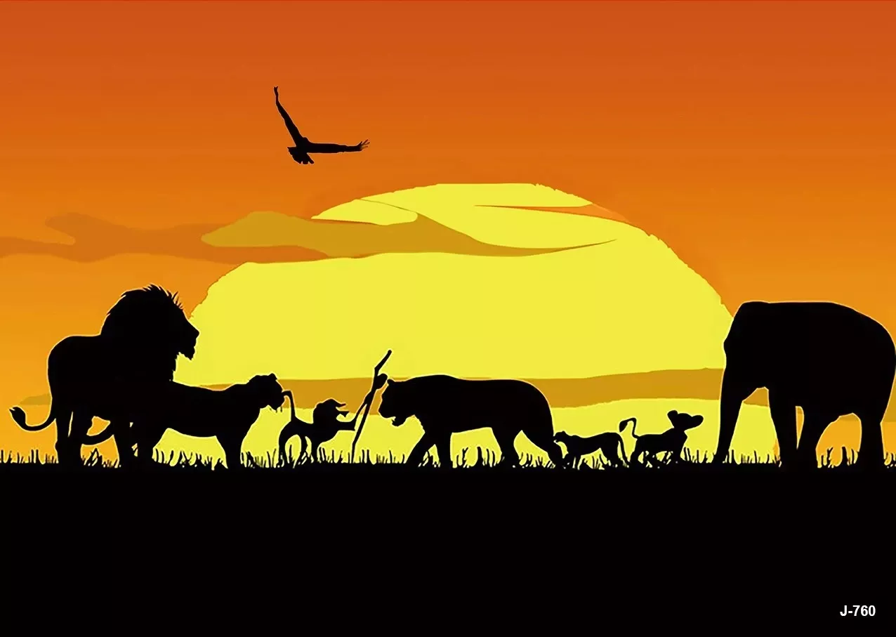 Tenture Murale Savane Africaine Lions