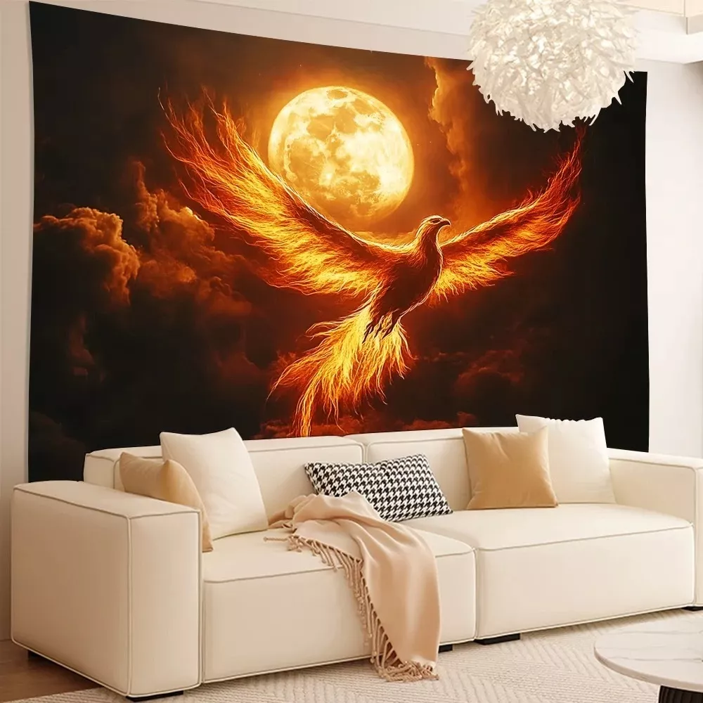 Tenture Murale VIKAMA Blaze Phoenix avec motifs de nuage