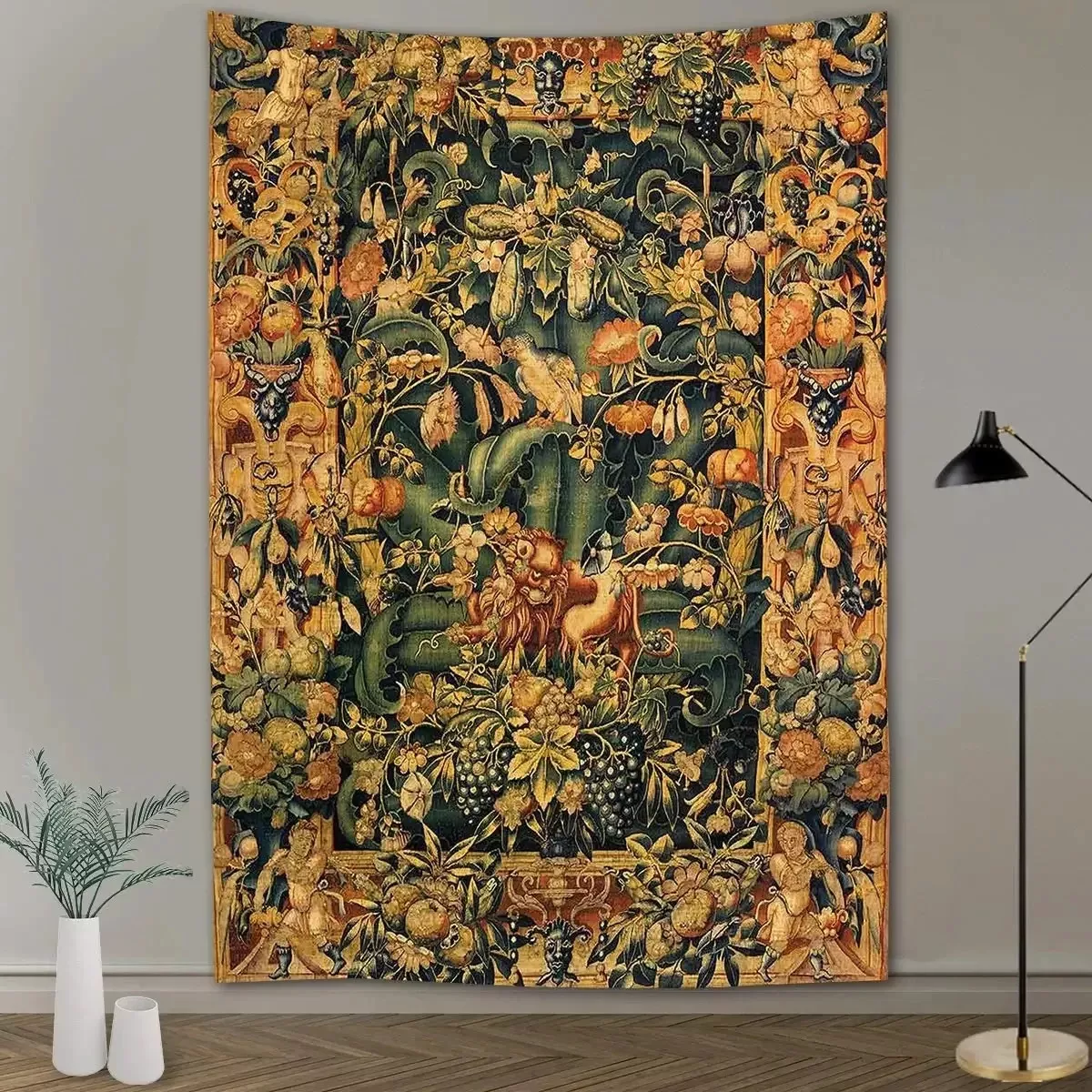 Tenture Vintage abstrait fleur tapisserie citrouille lampe ciel Art de nuit 