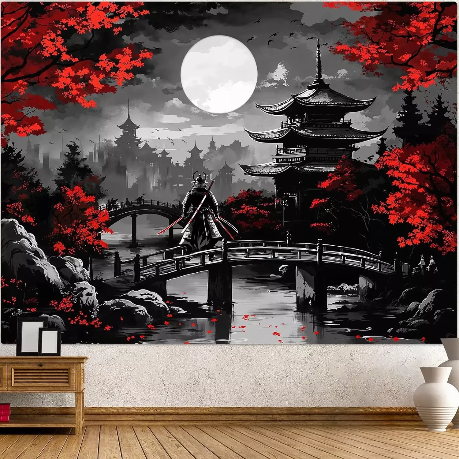 Tenture Japonaise Paysage Lunaire Ninja