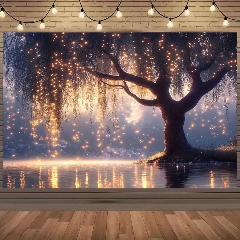 Tenture Murale Vikama d'arbre enchanté noël, nouvel an, décorations de mariage et de fête
