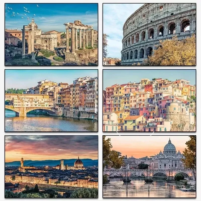 Tenture Vintage Colisee De Rome Florence Manarola toscane voyage italie paysage
