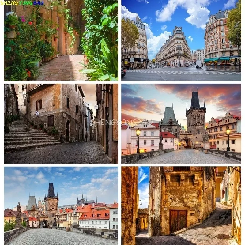  Tenture Vintage européen vue sur la rue