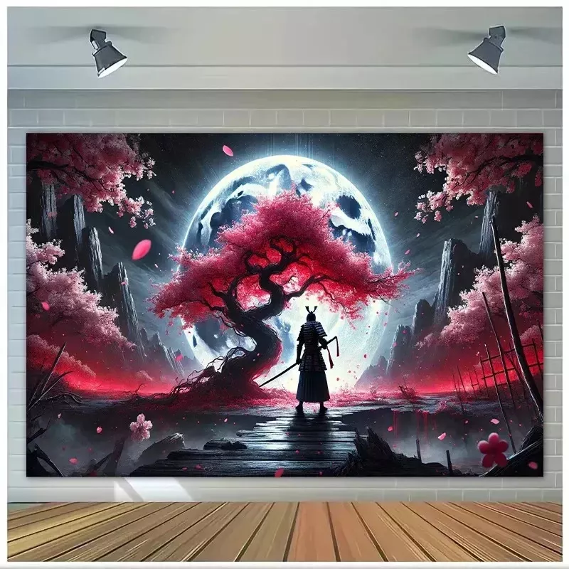 Tenture Murale Samurai Paysage Lunaire