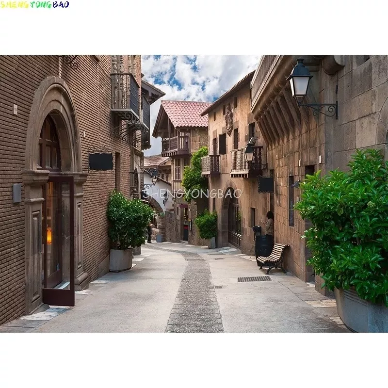  Tenture Vintage européen vue sur la rue