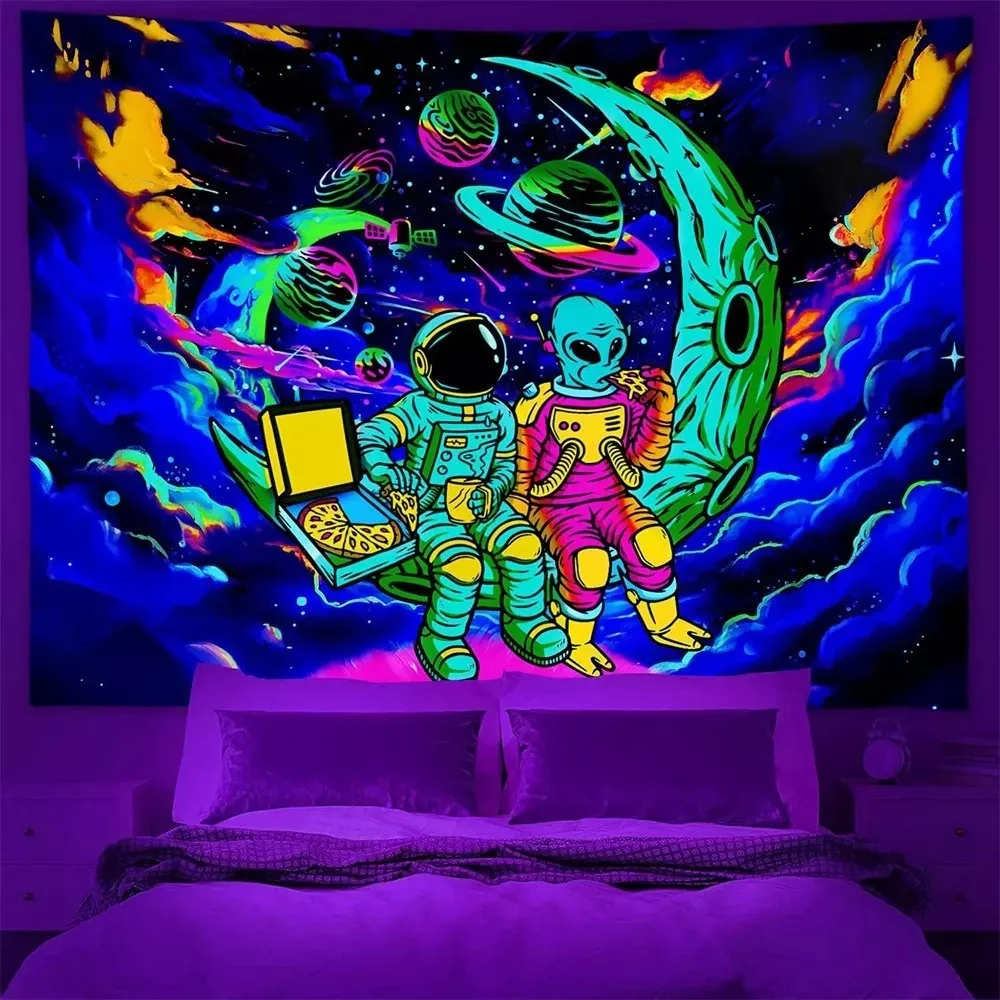 Tenture Murale D'astronaute Fluorescente