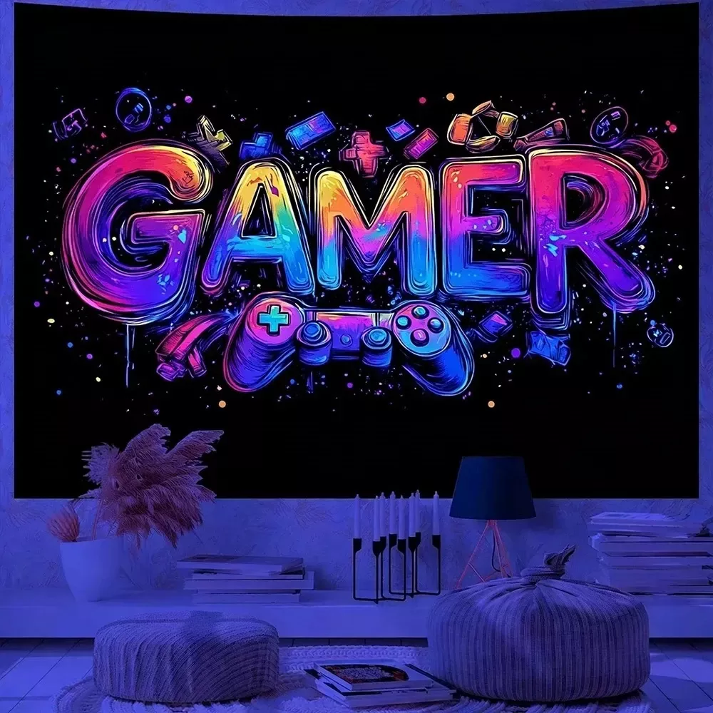 Tenture murales de jeu phosphorescentes à réaction UV