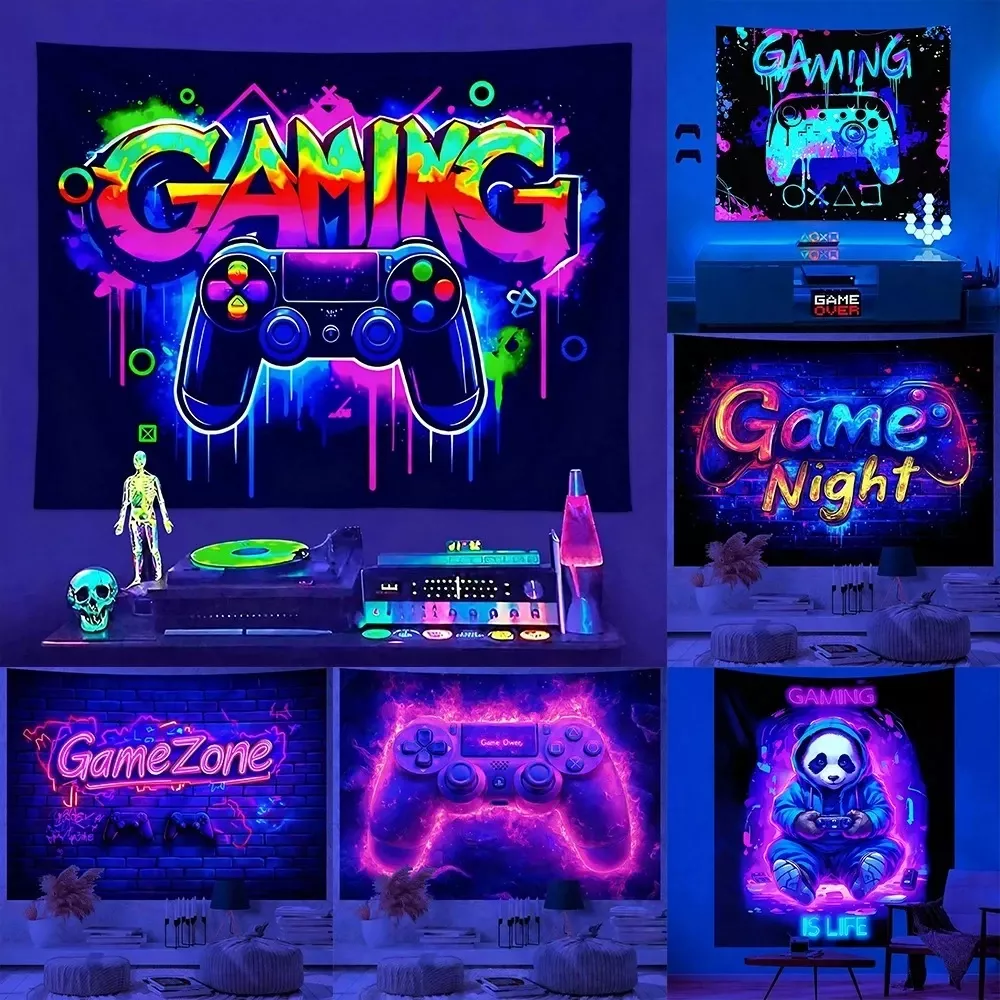 Tenture murales de jeu phosphorescentes à réaction UV