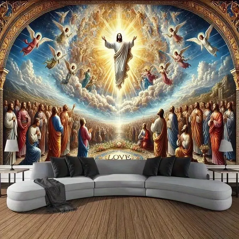  Tenture Murale d'ascension chrétienne de Jésus, art religieux divin