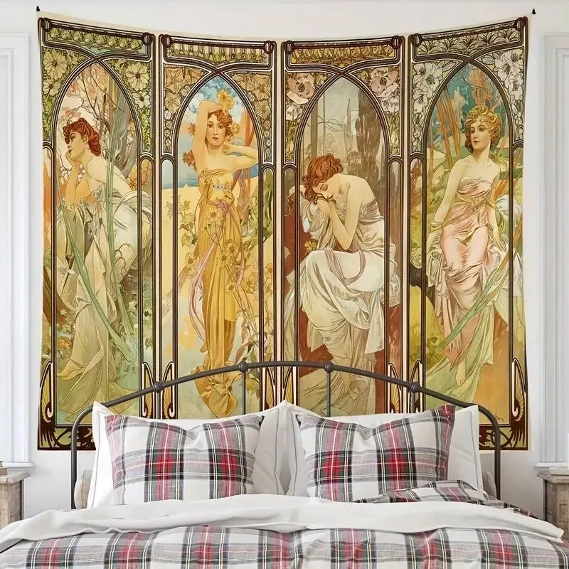 Tenture Murale Les Quatre Saisons : Sublimez votre Intérieur avec l'Élégance de l'Art Nouveau