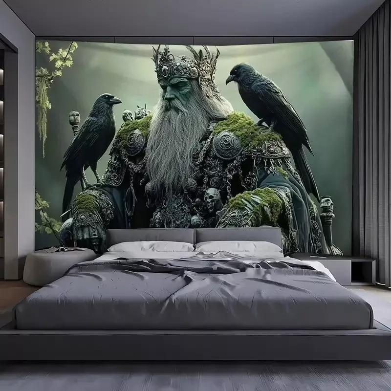 Tenture Murale Dark Fantasy King squelette .