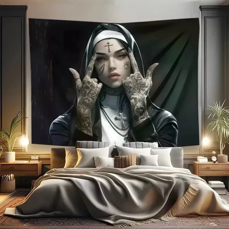 Tenture Murale « Nonne Rebelle Gothique » 