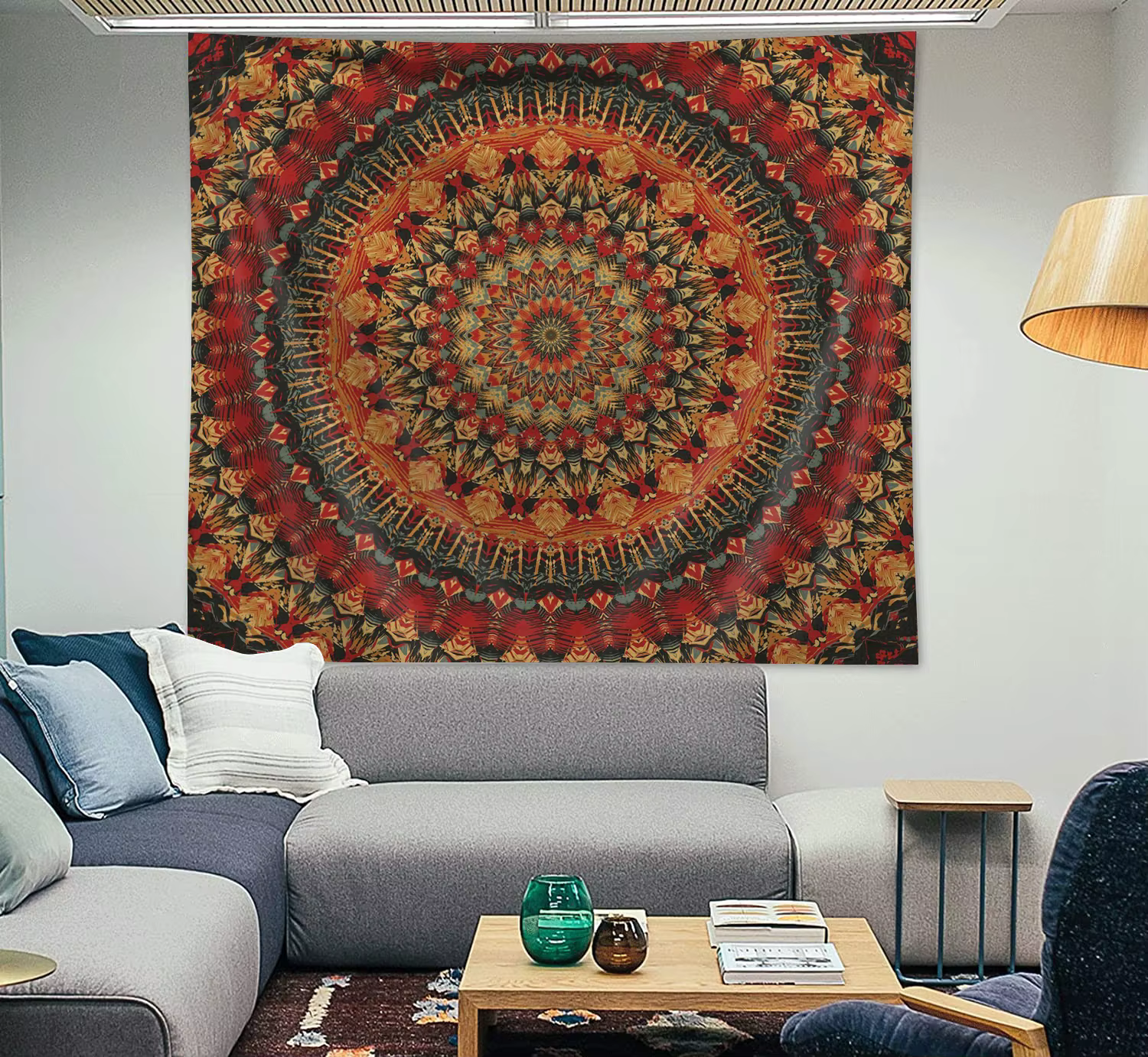 Tenture murale mandala indien - Tapisserie bohème psychédélique