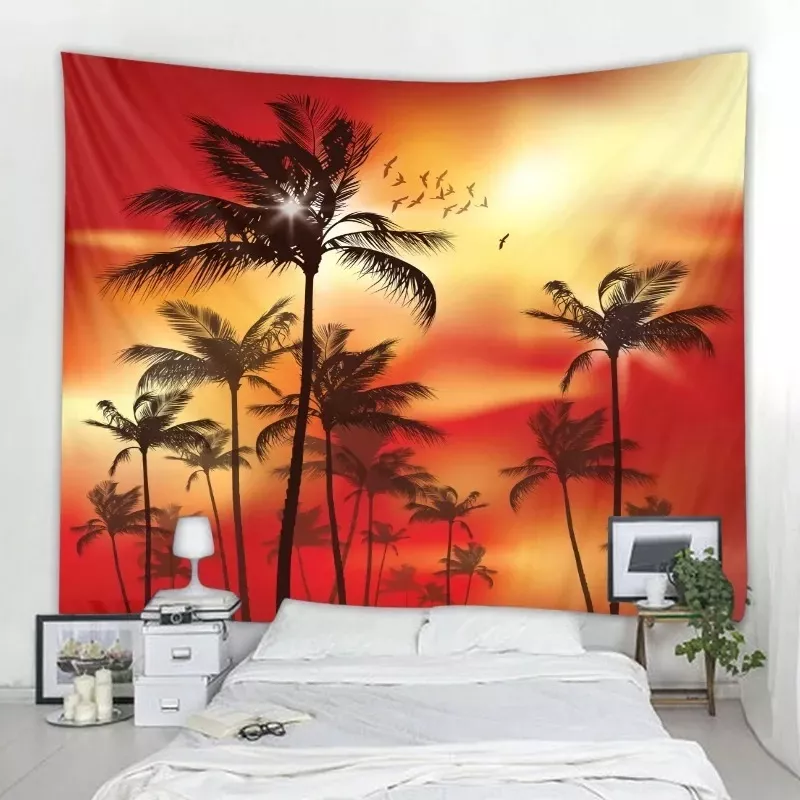 Tenture Murale Nature Plante tropicale nordique ciel palmier