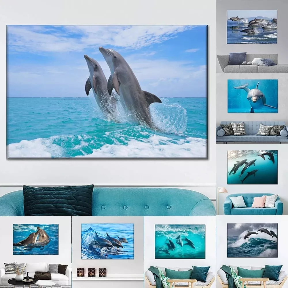 Tenture Murale Nature Dauphins sautant