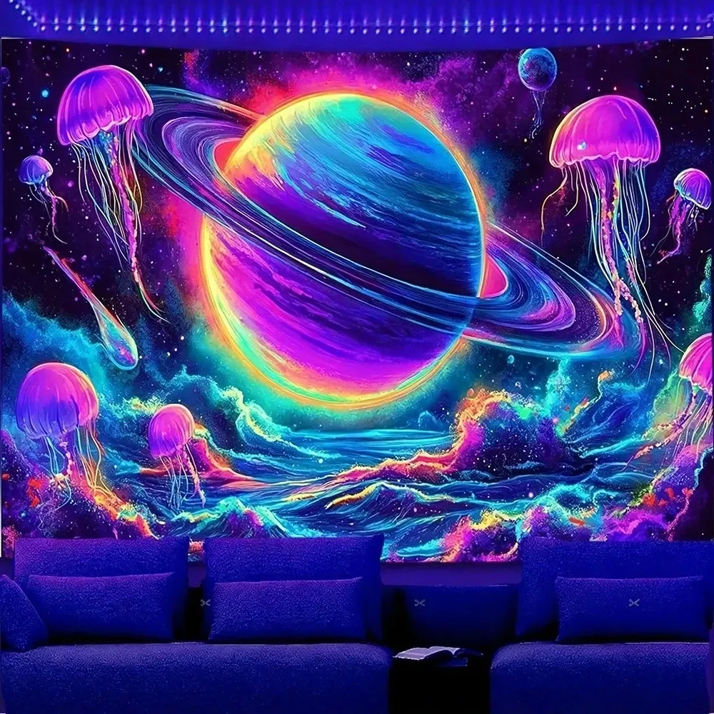 Tenture Murale néon phosphorescentes Festif Astral.