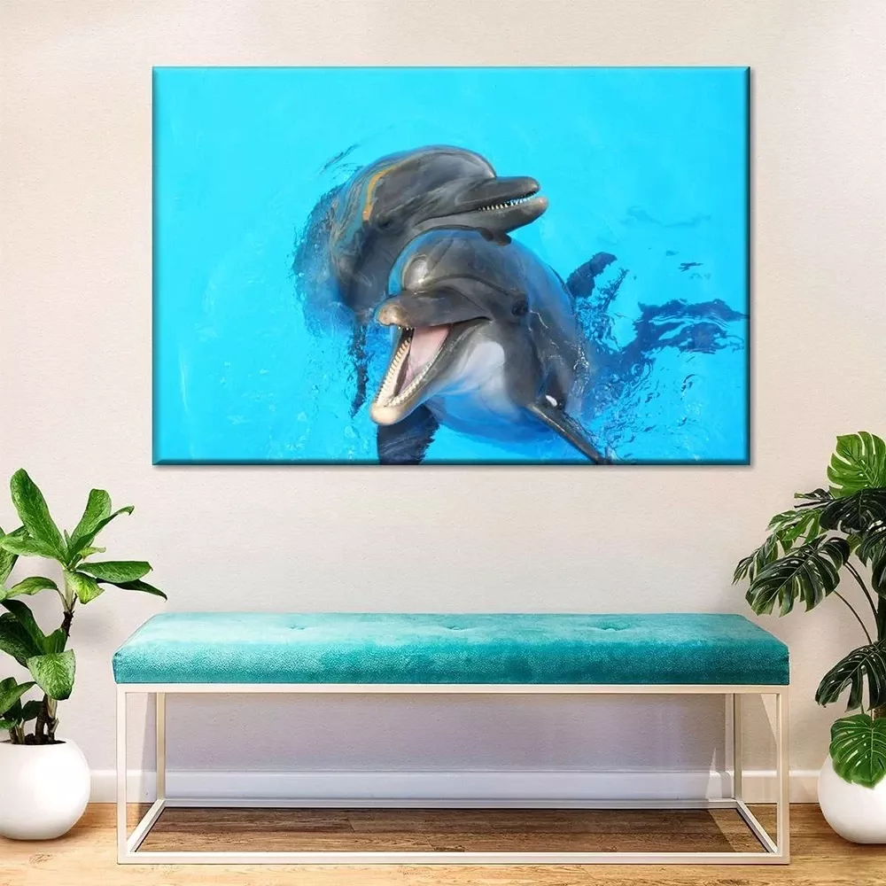 Tenture Murale Nature Dauphins sautant