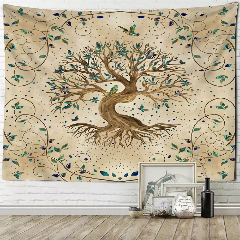 Tapisserie Décorative Arbre de la Vie – Tissu Mural Style Bohème et Mystique