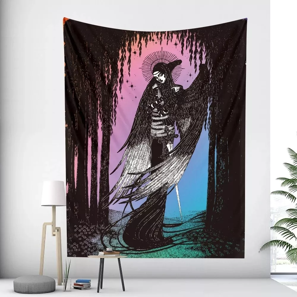 Tenture Murale d'art bohème pour fille,soleil et lune, polymères de yoga, hiphélicoptère