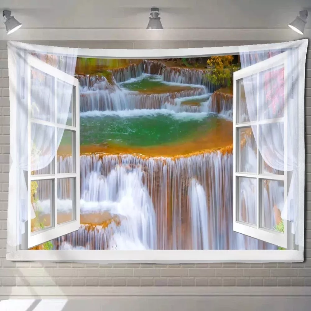 Tenture Murale trompe l'oeil Jardin paysage de forêt
