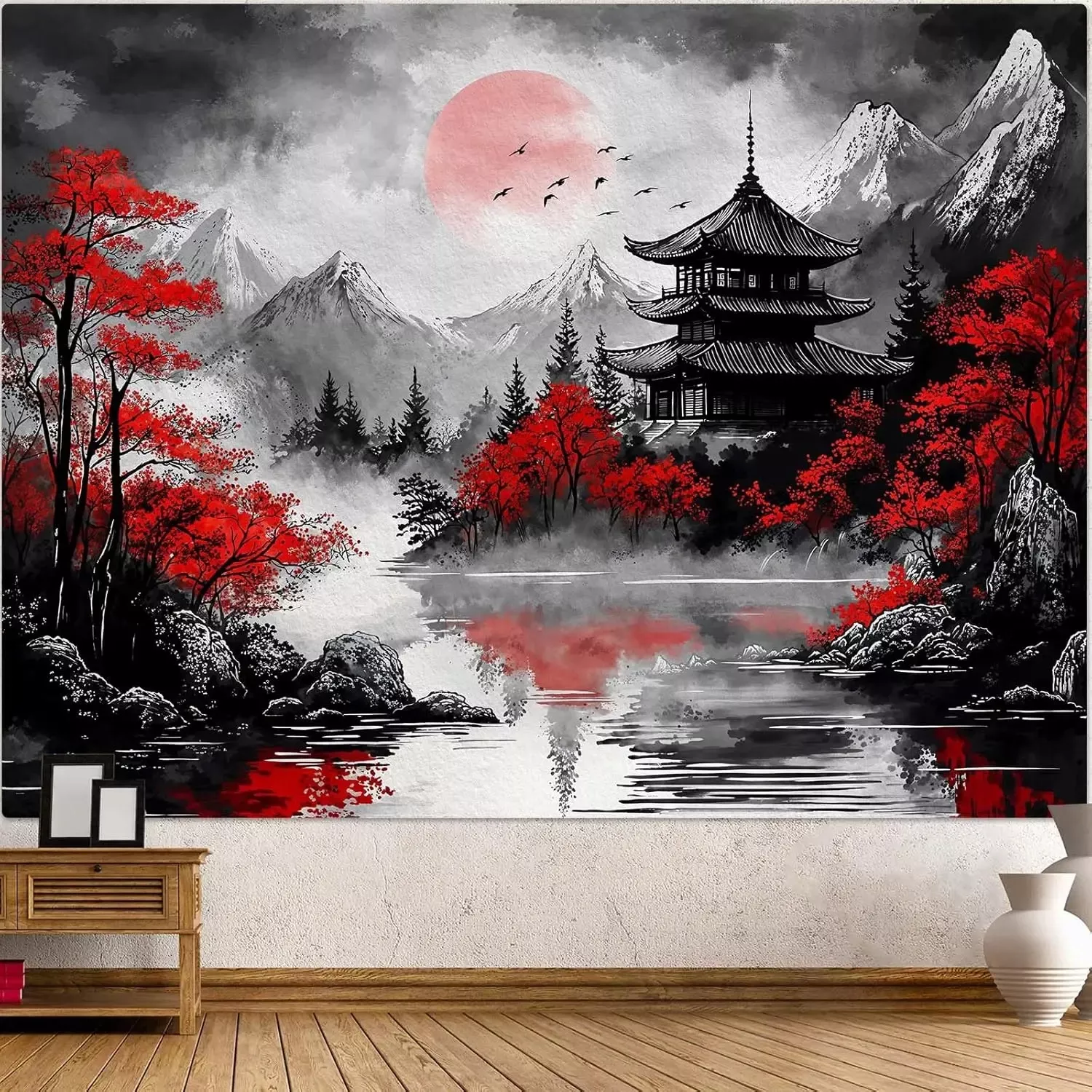 Tenture Murale Paysage Lunaire Ninja Japonaise Anime