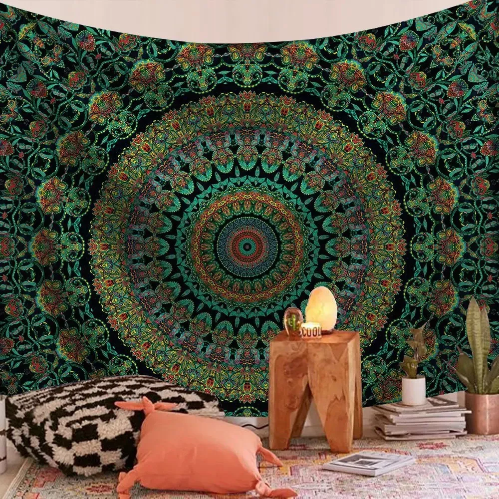 Tapisserie Murale Mandala Indien Style Boho - Tenture Hippie et Psychédélique