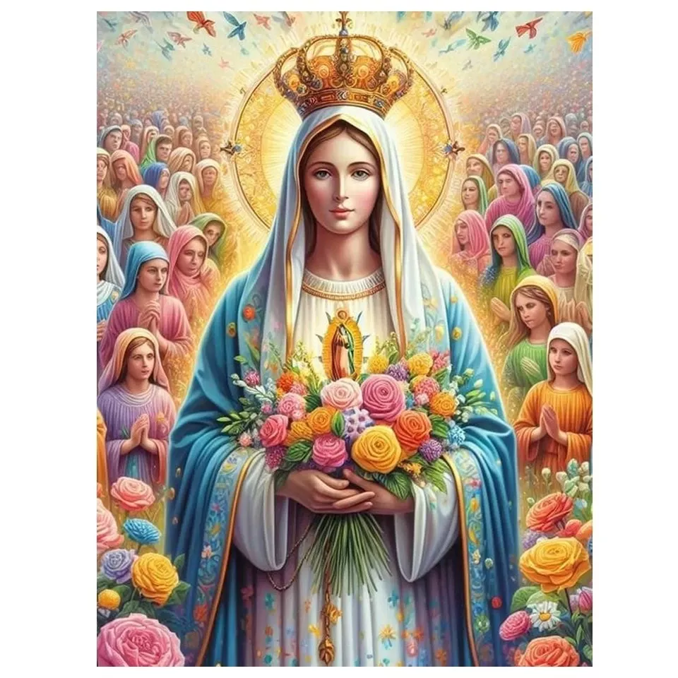 Tenture Murale Vierge Marie Couronnée | Apportez une Protection Divine à votre Foyer