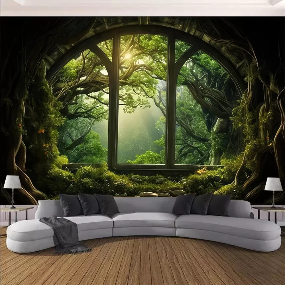 Tenture Murale  scène de forêt Psychédéliques