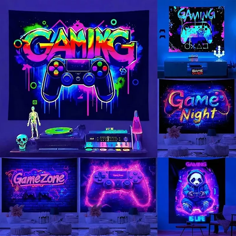 Tenture murales de jeu phosphorescentes à réaction UV